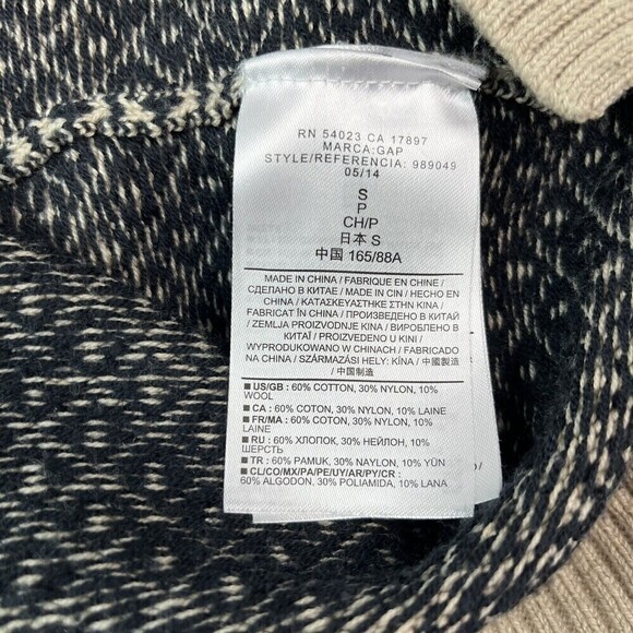 GAP Sweater Pullover Fair Isle Cotton Wool Blend Black Tan - Picture 9 of 11